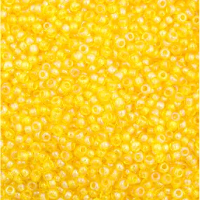 11/0 Czech Glass Seed Bead, Transparent Yellow AB