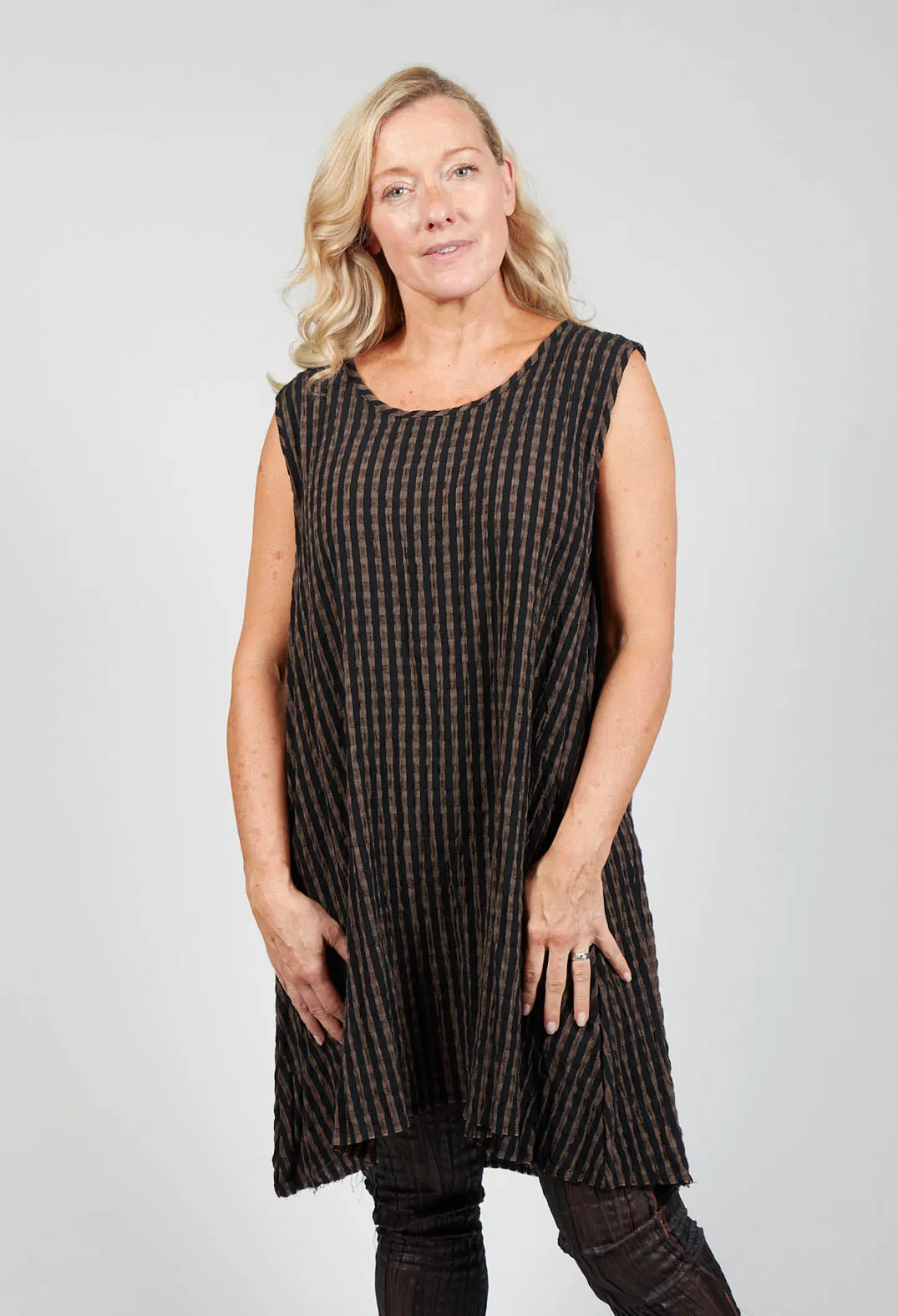 Grey and Brown Striped Tunic for Adults