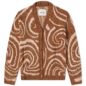 Twinsun Spiral Brown Hand Knit Cardigan