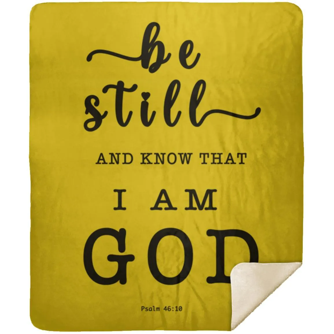 Psalm 46:10 Inspired Premium Sherpa Mink Blanket - Encouraging Typography Design