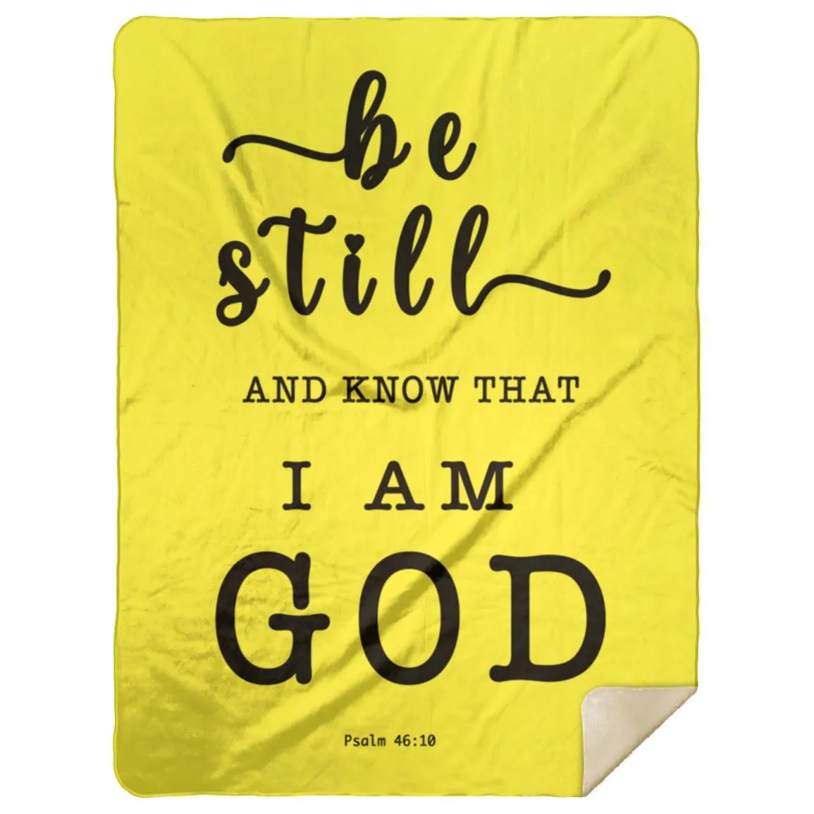 Psalm 46:10 Inspired Premium Sherpa Mink Blanket - Encouraging Typography Design