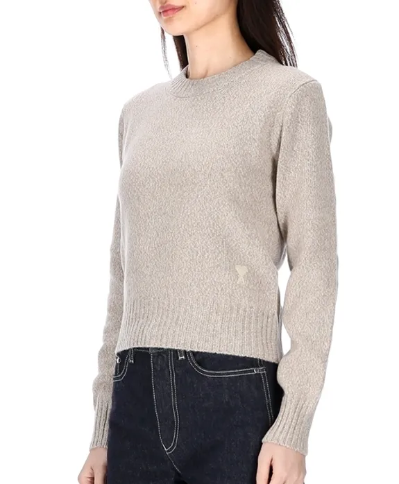 AMI PARIS | Heart Wool U-Neck Casual Plain Long Sleeves