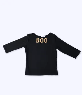 Kids Gracie Top Black Candy Corn Boo Embroidered by Unique Vintage