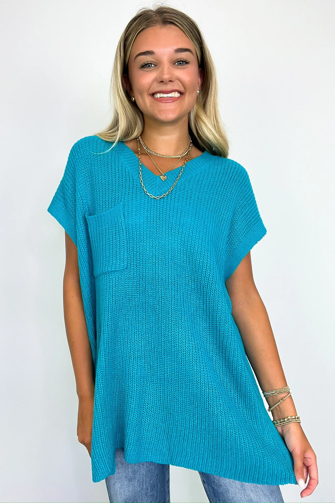 V-Neck Knit Pocket Top Marieka