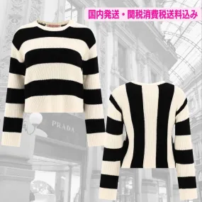 Wool Long Sleeves Crew Neck Stripes