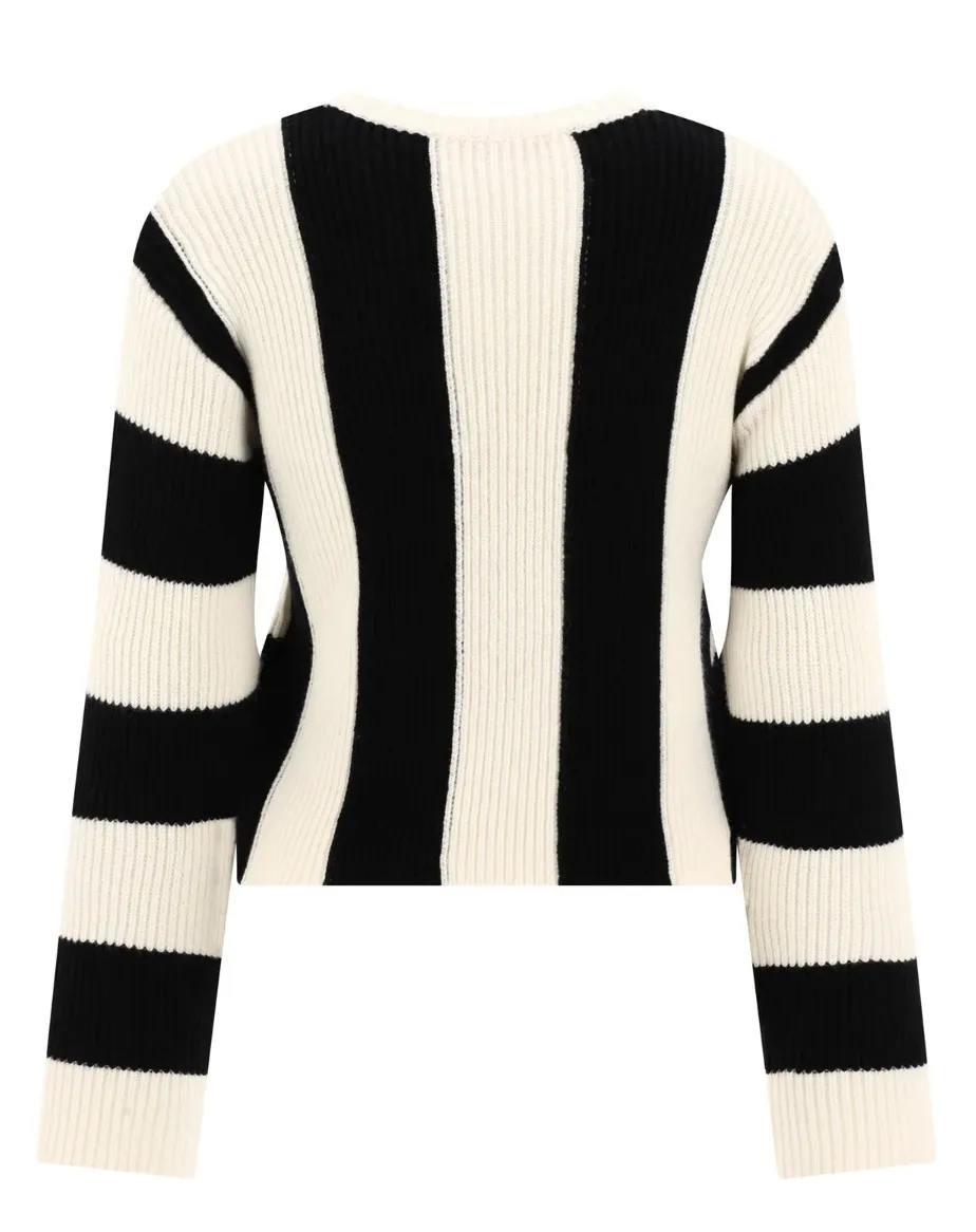 Wool Long Sleeves Crew Neck Stripes