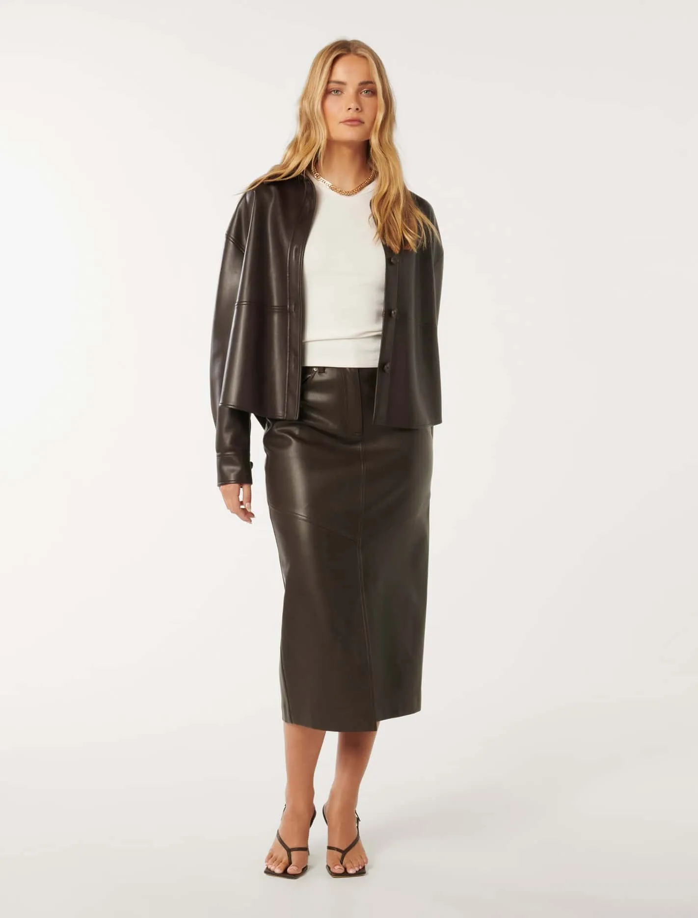 Vegan Leather Midaxi Skirt Named Elodie