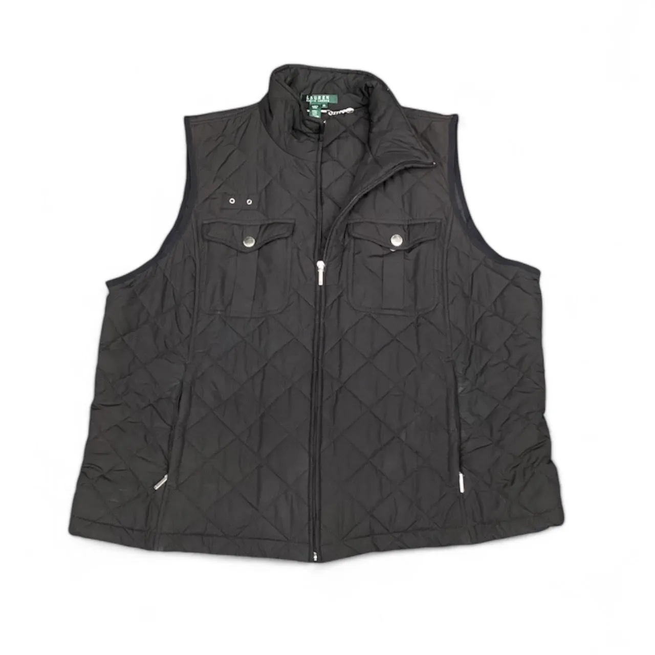 Black Quilted Puffer Vest By Ralph Lauren, Size: XXL