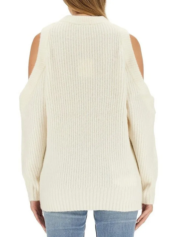 Ganni  |Ribbed Wool Long Sleeves Crew Neck Street Style