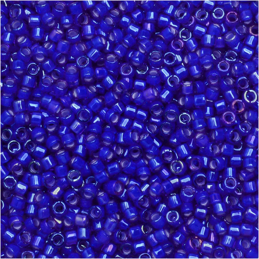 White Lined Cobalt AB Miyuki Delica Seed Beads