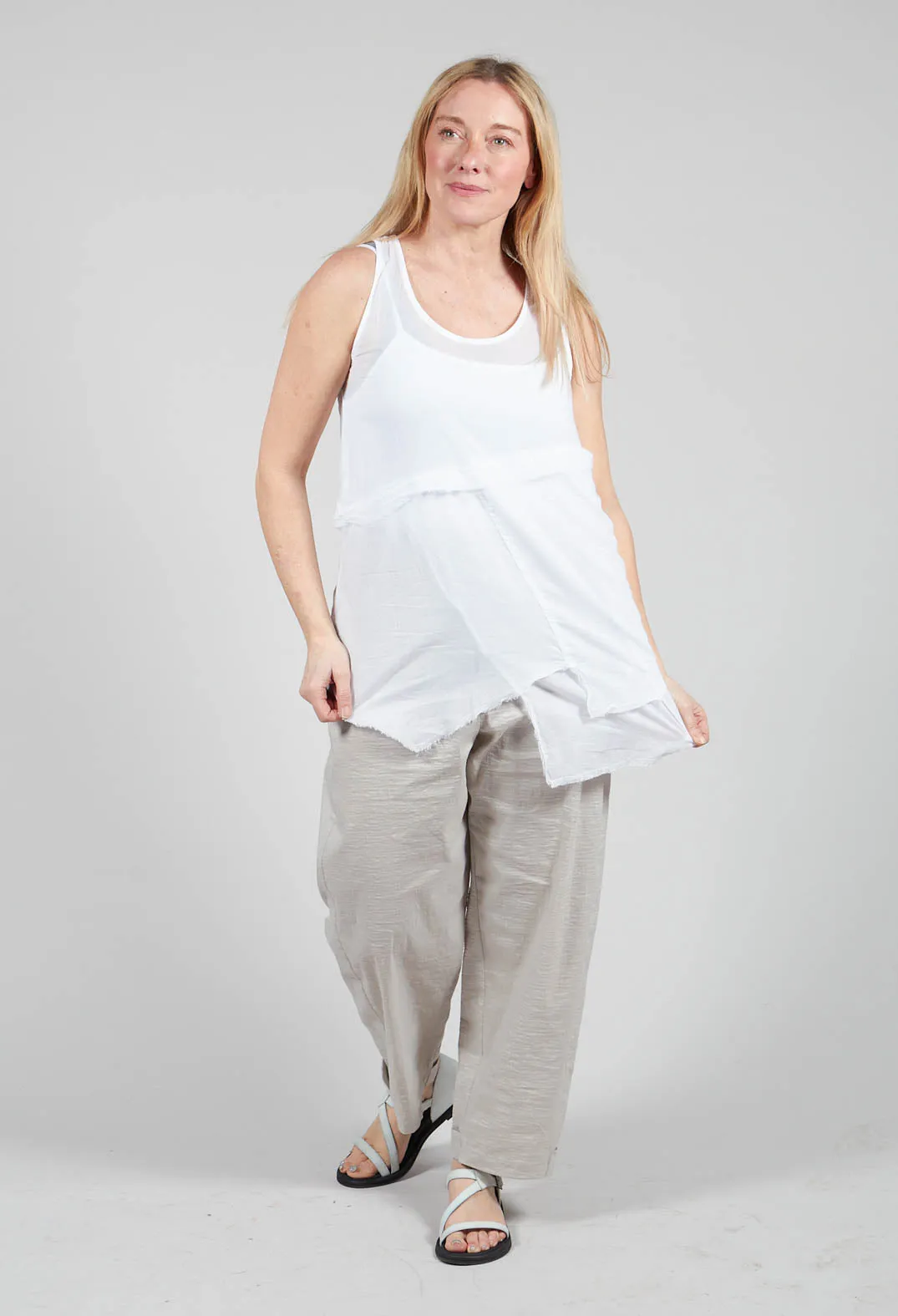 Raw Edged White Vest Top