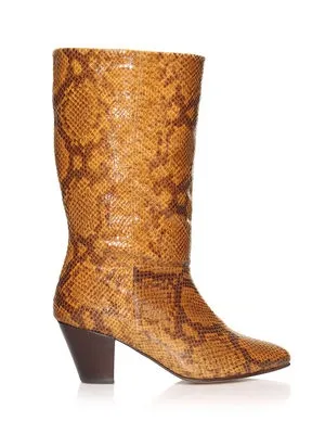 Women's Yellow Faux Snake Ivylee Ofelia Boots in Size 41/8