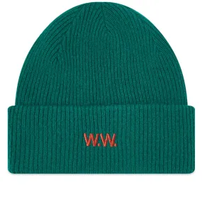 Wood Wood Mande Ribbed Beanie Dark Emerald