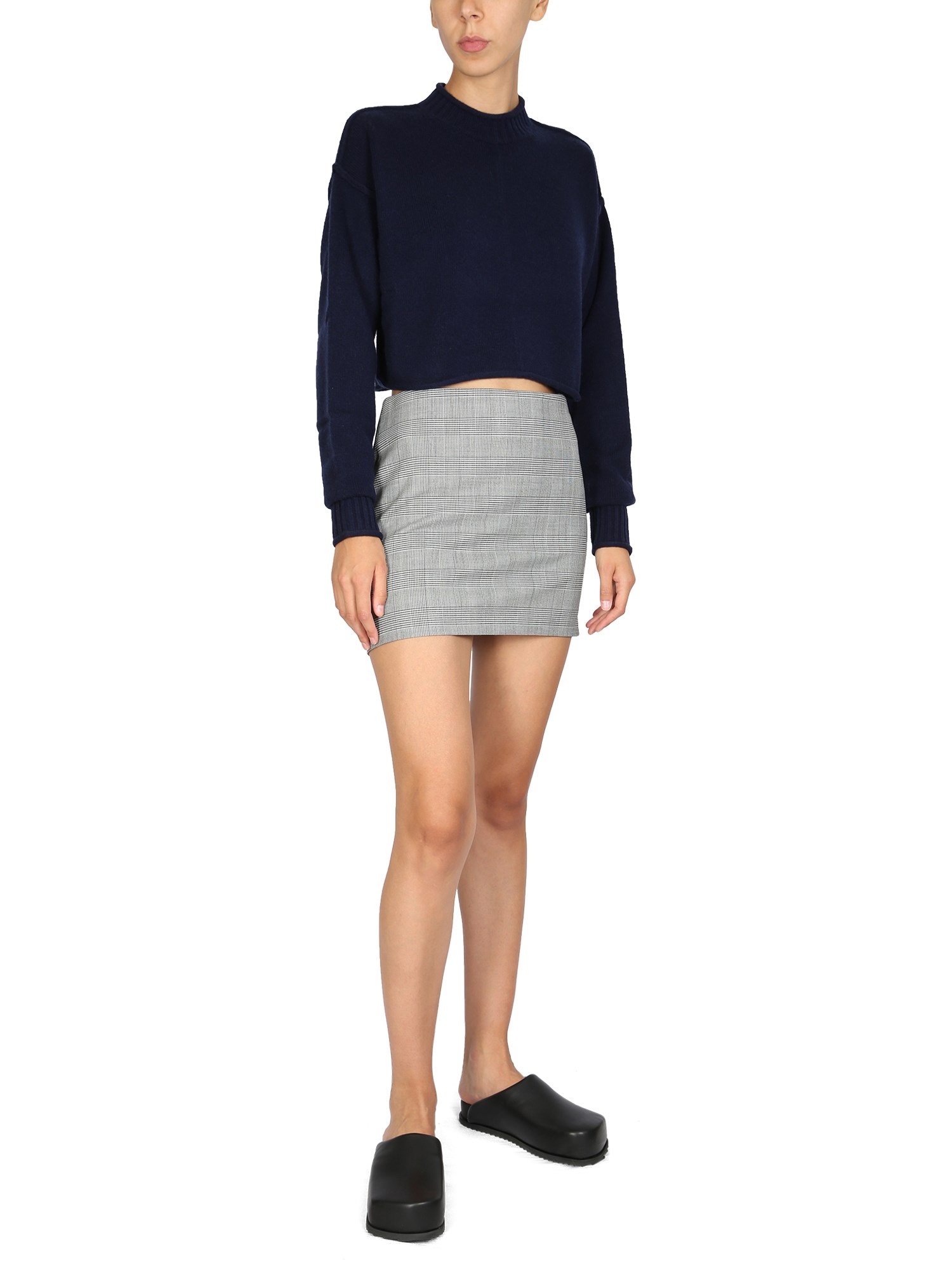 Wool Mini Skirt with Prince of Wales Pattern