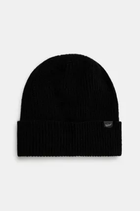 Black Wool Knitted Ribbed Beanie - Woolrich CFWOAC0331MRUF0659