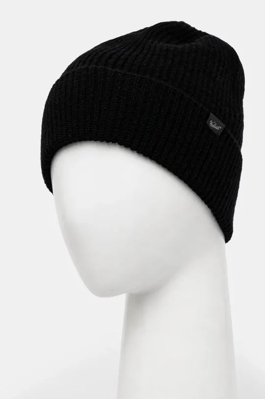 Black Wool Knitted Ribbed Beanie - Woolrich CFWOAC0331MRUF0659