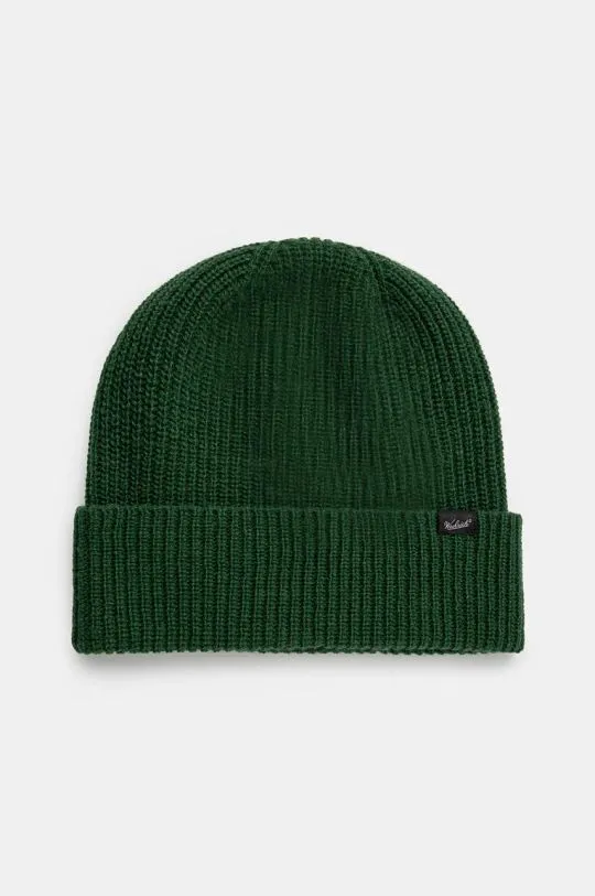 Woolrich Wool Beanie Knitted Ribbed Beanie Green Color CFWOAC0331MRUF0659