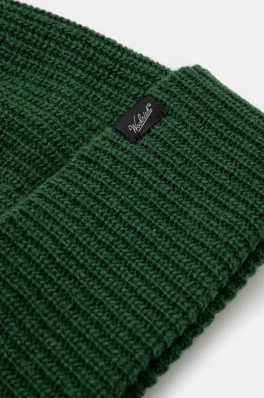 Woolrich Wool Beanie Knitted Ribbed Beanie Green Color CFWOAC0331MRUF0659